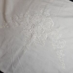 White Embroidered Standard‎ Pillowcase Vintage Floral Cottagecore